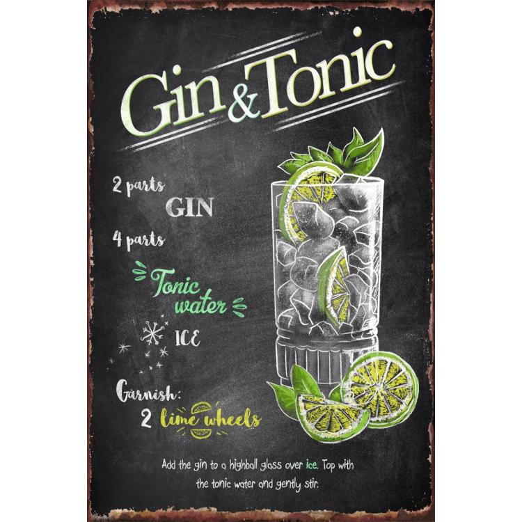 Gin and Tonic Retro Vintage Metal Sign