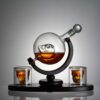 Skull Whiskey Decanter Set with Wooden Base 1