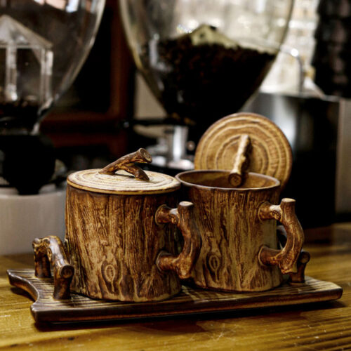 Handmade Tree Shaped Stoneware Coffee Cup