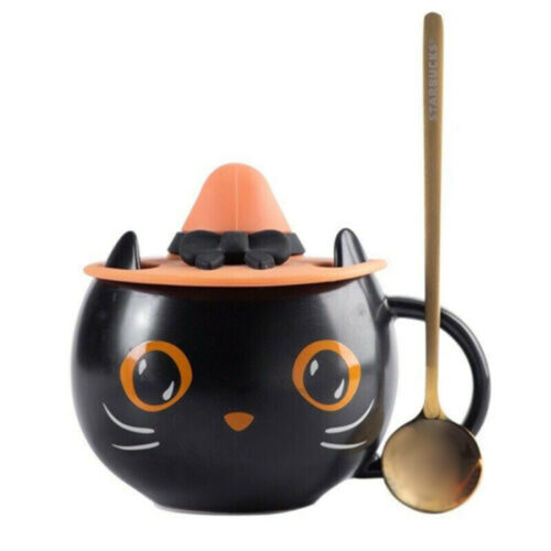 Halloween Black Cat Cup With Witch Hat