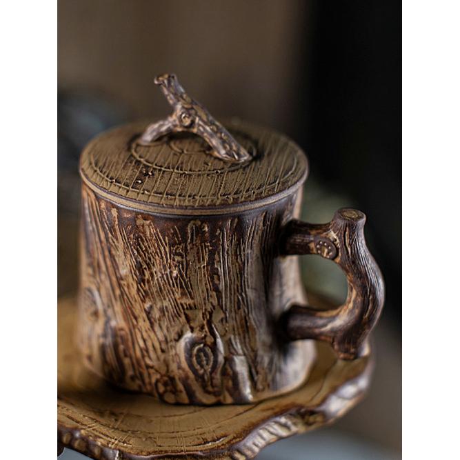Handmade Tree Shaped Stoneware Coffee Cup